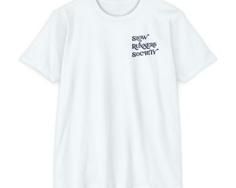 Standard Fit Graphic T-Shirt - Slow Runners Society (Blue Text)