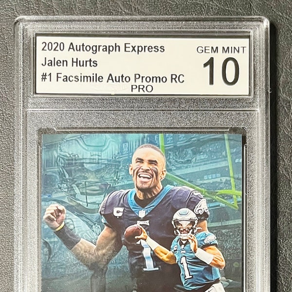 2020 Autograph Express #1 Jalen Hurts Facsimile Autograph Promo Rookie - Graded PRO Gem Mint 10