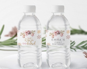 Winter Onederland Birthday Water Bottle Label, Winter ONEderland Birthday Party ,Winter 1st Birthday, Winter ONEderland Water Bottle, W1