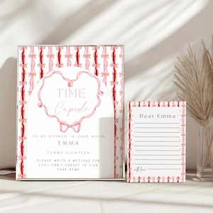 Girl Just Wanna Be One Time Capsule, eerste verjaardag, roze strik verjaardagsdecor, roze coquette strikfeest, 1e verjaardag retro preppy tijdcapsule