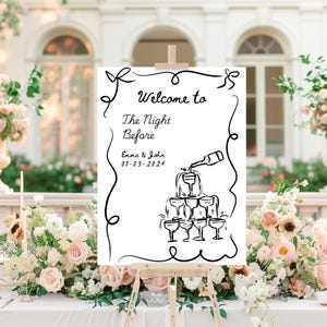 The Night Before Welcome Sign Template, Rehearsal Dinner Welcome Sign, Welcome to the Night Before Sign, Whimsical Wedding Rehearsal, N9