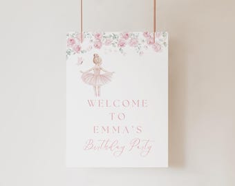 Tutu Cute Ballerina Birthday Welcome Sign, Ballerina Welcome Sign, Ballet Ballerina Birthday Party Welcome Sign Party Decor, Tutu Cute, T2