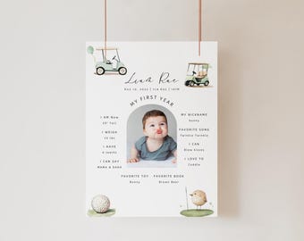 Hole-in-one First Birthday Milestone Sign, Golf Birthday Party Milestone Sign, Golf Par-Tee First Birthday, Milestone Sign, Hole In One, T5