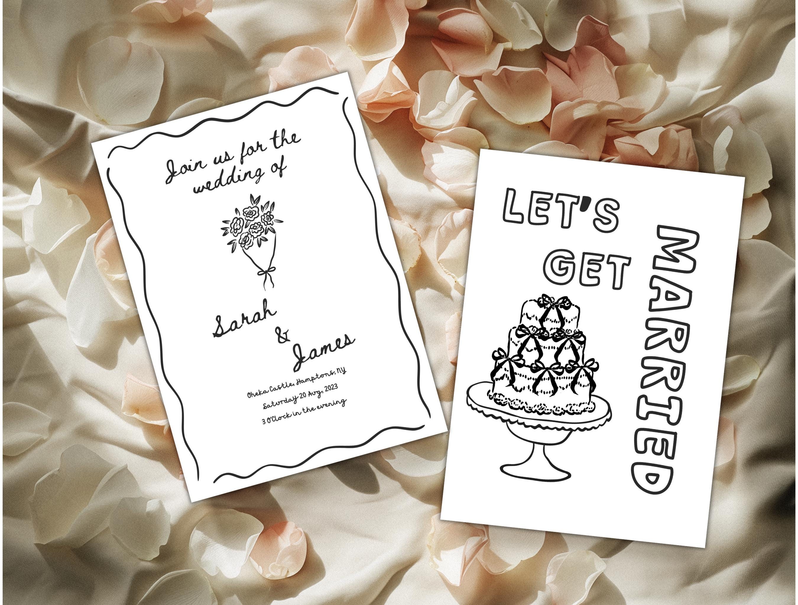 Wedding Invitation Template, Hand Drawn Wedding Invitation Suite