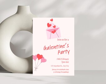 Galentines Party Invitation,  Galentine's Day, Galentines Day Party Invite, Pink Galentines Girls Night, Galentines Brunch, Girls Night, V7