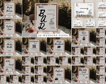 Handdrawn Wedding Signs Bundle, Modern Minimalist Wedding Sign Bundle, Wedding Signs Bundle, wedding templates, modern wedding venue signs