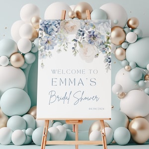 Dusty Blue Bridal Shower Welcome Sign, Bridal Shower decoration, Shower sign, Bridal shower, Bridal shower Poster, Bridal Shower Decor, b2
