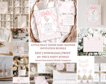 Dumme Gans Babyparty Bundle, Dumme Gans Babyparty Einladung Vorlage, Dumme Gans ist fast lose Babyparty Dekorationen Printable