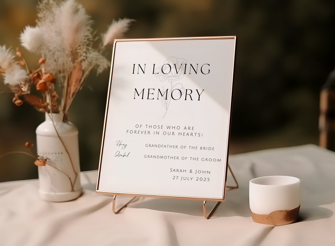 Minimalist in Loving Memory Sign, Forever in Our Hearts Sign, Modern in ...
