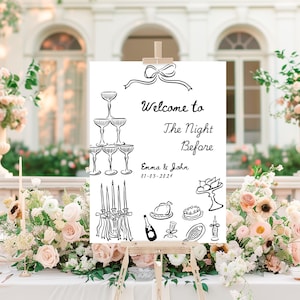 The Night Before Welcome Sign Template, Rehearsal Dinner Welcome Sign, Welcome to the Night Before Sign, Whimsical Wedding Rehearsal, N2