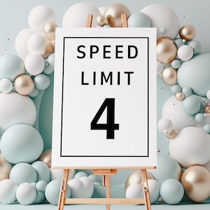 Speed Limit 4 Willkommensschild Vorlage, BENÖTIGEN SIE VIER GESCHWINDIGKEIT Rennauto Geburtstagsparty Zeichen, 4 Speedy Jahr druckbares Dekor, Geschwindigkeitslimit 4 Zeichen,