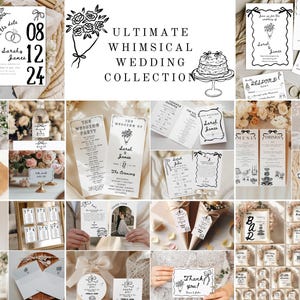 Hand Drawn Wedding Invitation Signs Bundle, Whimsical Wedding Template Bundle, Artsy Wedding Stationery Bundle, Hand Drawn Wedding Suite, H1