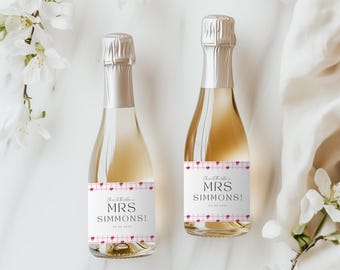 Editable Bow Bridal Mini Champagne Labels, Tying the Knot Bachelorette Decor, Bridal Shower Party Favors, Bridal Party Wine Labels, Wedding