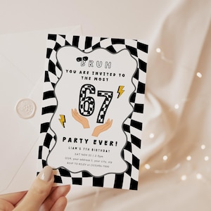 6-7 verjaardagsuitnodiging, zes zeven verjaardagsfeestje uitnodiging sjabloon, 6 7 Groovy 7e verjaardag uitnodigen, tween kinderen jongen meisje retro verjaardag