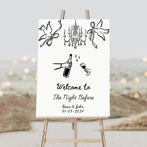 The Night Before Welcome Sign Template, Rehearsal Dinner Welcome Sign, Welcome to the Night Before Sign, Whimsical Wedding Rehearsal, N13