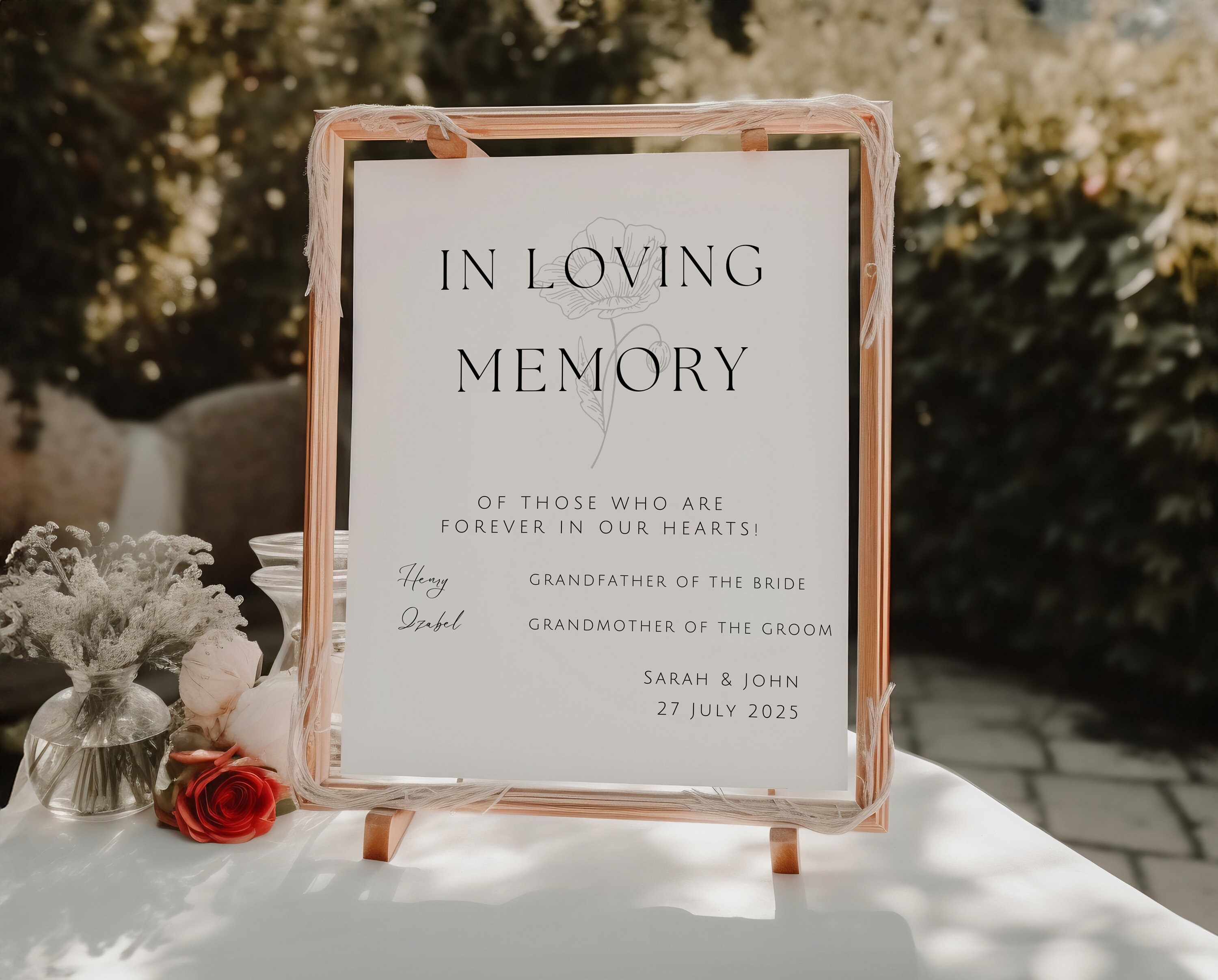 Minimalist in Loving Memory Sign, Forever in Our Hearts Sign, Modern in ...