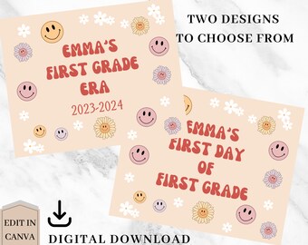 Editable First Day of First Grade sign, Groovy First Day of School Sign, Printable first grade Sign, Back to School, First Day of School, D1
