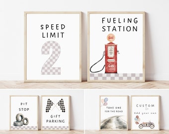 Two Fast Race car birthday invitation party signs, Birthday racing party sign, race car table sign, race car party decor, template, B1
