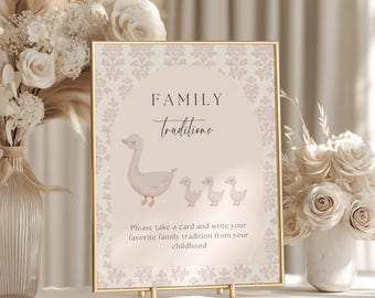 Silly Goose Baby Shower Sign: Family Traditions, Toile de Jouy (Digital Download)