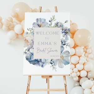 Dusty Blue Bridal Shower Welcome Sign, Bridal Shower decoration, Shower sign, Bridal shower, Bridal shower Poster, Bridal Shower Decor, b1