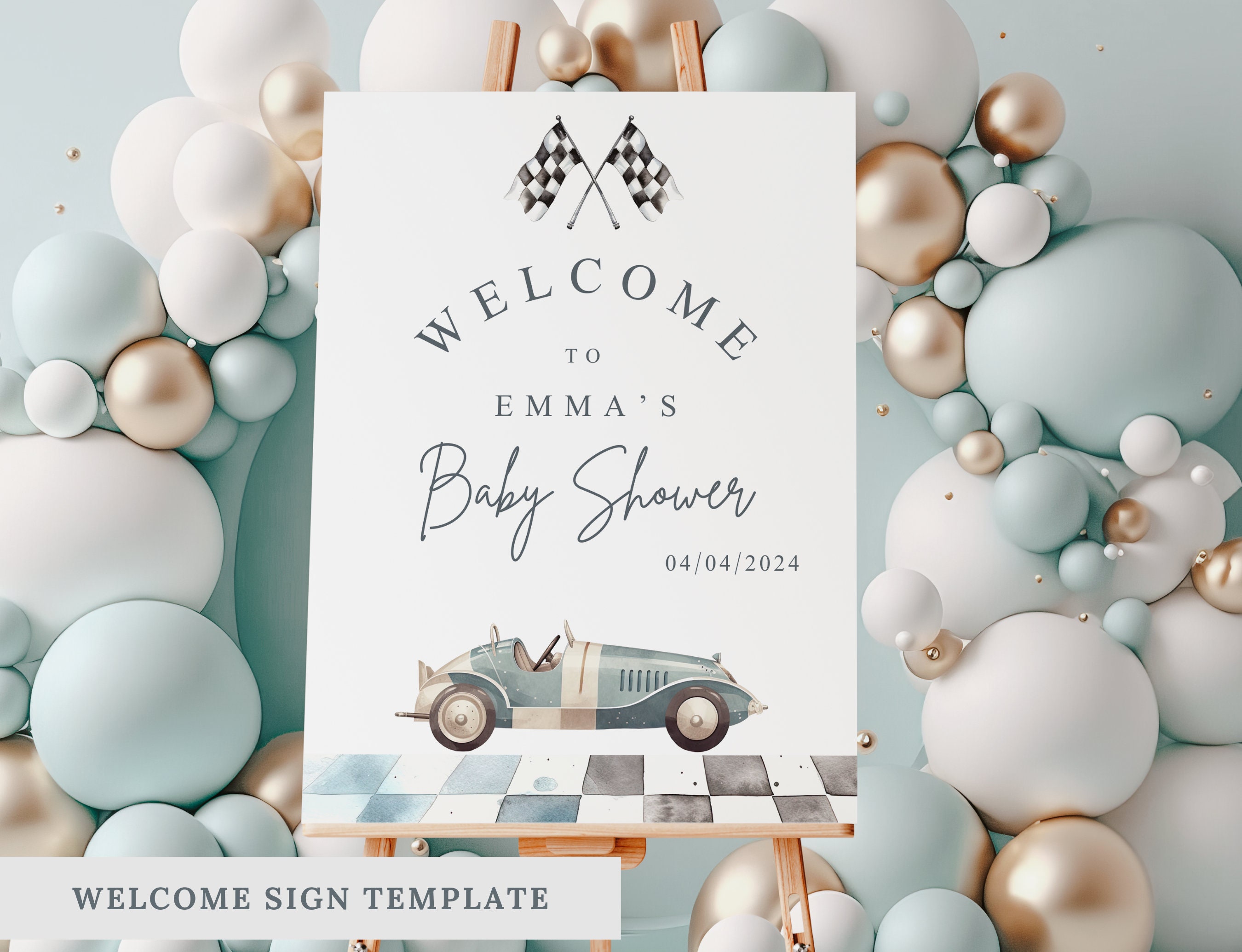Rennwagen-Schärpe Für Schwangere – Vintage Auto Design Für Babyparty & Fotos