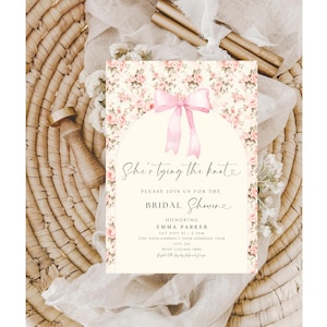 Vintage Pink Rose Toile Bridal Shower Invite, Editable Pink Bridal Shower, Shabby Chic Bridal Shower, Bridal Shower, Shabby Chic Invitation