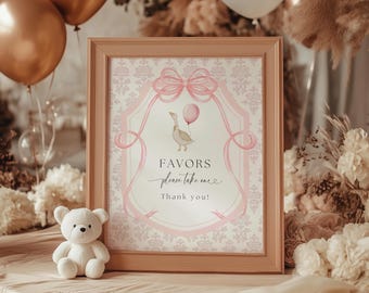 Little Silly Goose Baby Shower Favors Sign, Silly Goose Birthday Favors Sign, Toile de Jouy Goose Favors Sign, Favors Sign