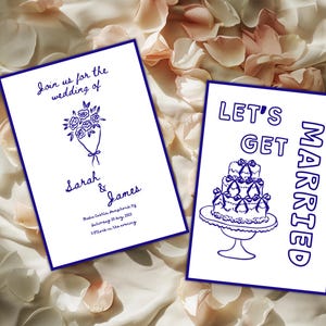 Wedding Invitation Template, Hand Drawn Wedding Invitation Suite, Whimsical Fun invite, Illustrated Wedding, Artsy Scribble Wedding, HW9
