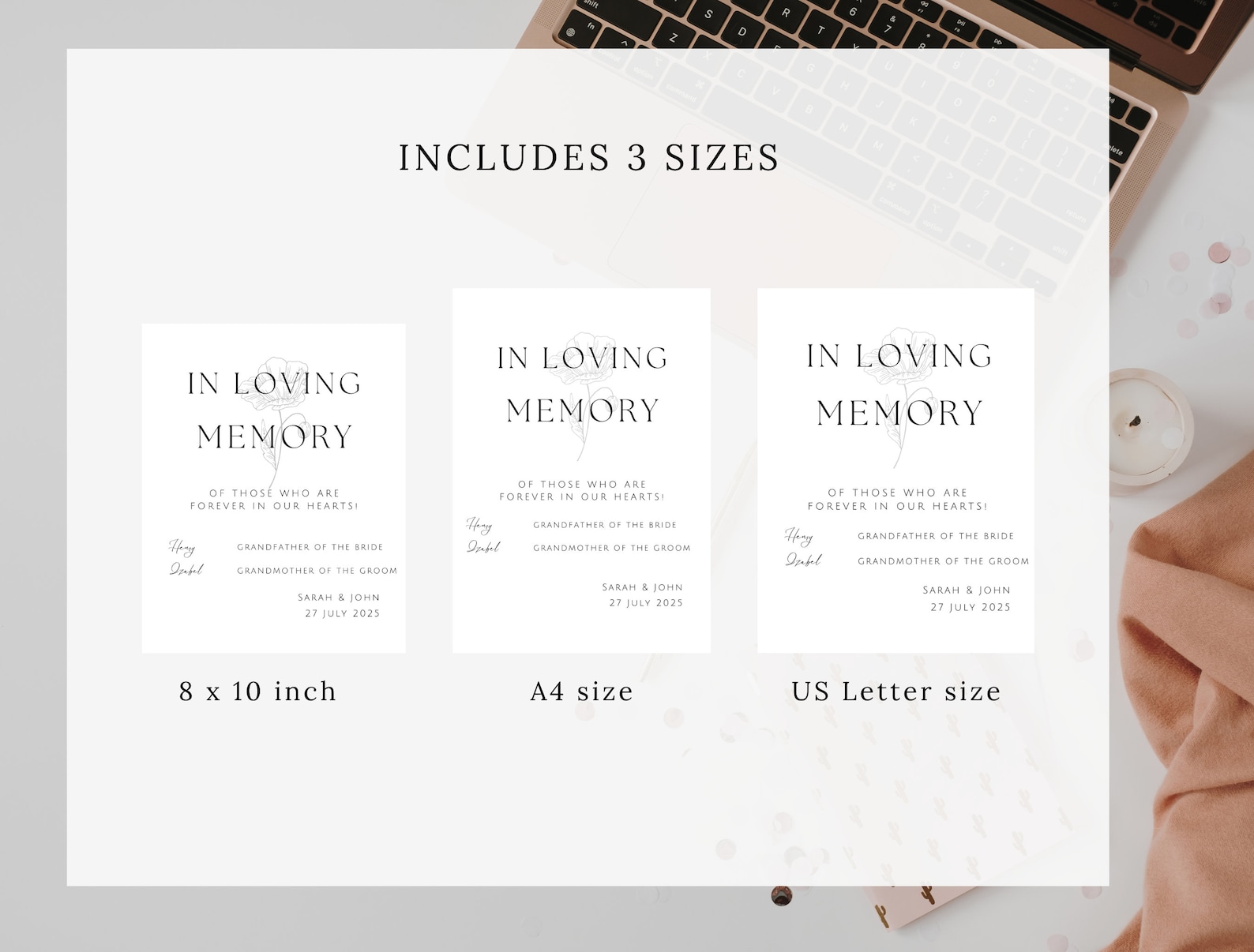Minimalist in Loving Memory Sign, Forever in Our Hearts Sign, Modern in ...
