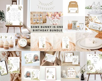 Some Bunny Birthday Invitation Bundle, Some Bunny is One 1st Invite, Bunny Birthday Invitation, 1st Birthday, Bunny Birthday Decorations, B1