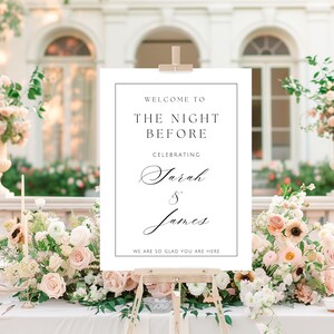The Night Before Welcome Sign Template, Rehearsal Dinner Welcome Sign, Welcome to the Night Before Sign, Minimalist Wedding Rehearsal, N29