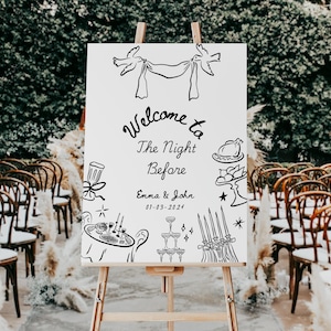 The Night Before Welcome Sign Template, Rehearsal Dinner Welcome Sign, Welcome to the Night Before Sign, Whimsical Wedding Rehearsal, N11