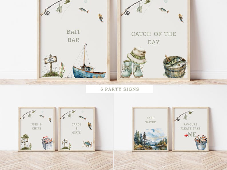 Fishing Birthday Invitation Bundle, Ofishally One Invite, O-fish-ally One 1st Birthday Bundle, The Big One, Gone Fishing Birthday Party Bundle