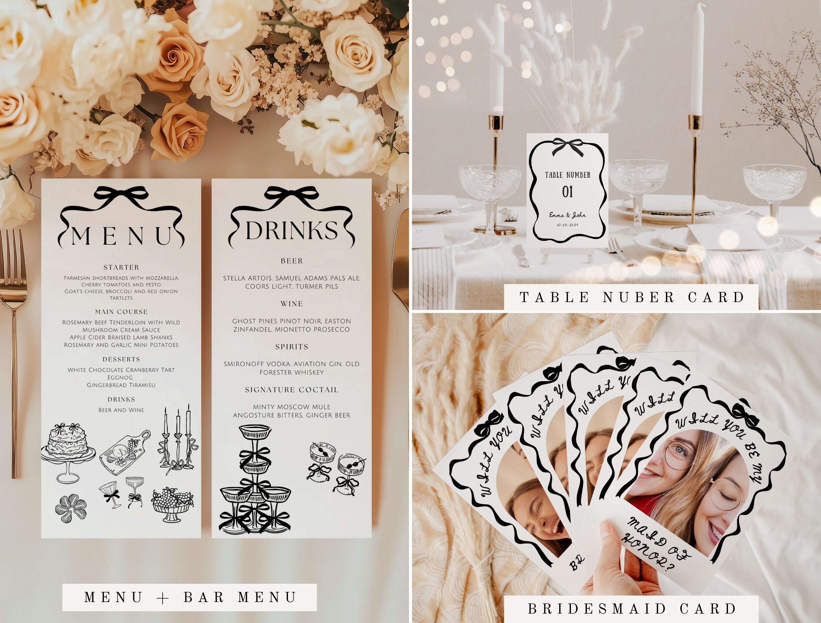 Hand Drawn Wedding Invitation Signs Bundle, Whimsical Wedding Template ...