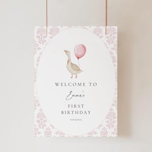 One Silly Goose First Birthday Welcome Sign, Vintage Floral Goose First Birthday Welcome Sign, Pink Girls 1st Birthday Boho Welcome Sign, G3