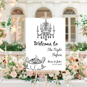The Night Before Welcome Sign Template, Rehearsal Dinner Welcome Sign, Welcome to the Night Before Sign, Whimsical Wedding Rehearsal, N14