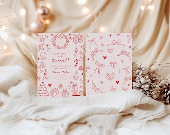 Christmas Bridal Shower Invitation, Tis The Season To Be Married, Christmas Bridal Shower Invitation, Holiday Bow Bridal Shower, C13