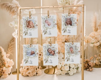 Bunny 1st Birthday Photo Banner, Some Bunny is One Picture Banner, First Birthday Photo Banner Template,  1st Year Monthly Milestone Cards