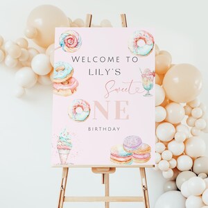 Sweet One Birthday Welcome Sign, 1st Birthday Girl, Donut Welcome Sign ...