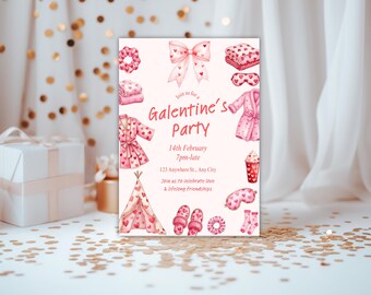 Galentines Party Invitation,  Galentine's Day, Galentines Day Party Invite, Pink Galentines Girls Night, Galentines Brunch, Girls Night, V7