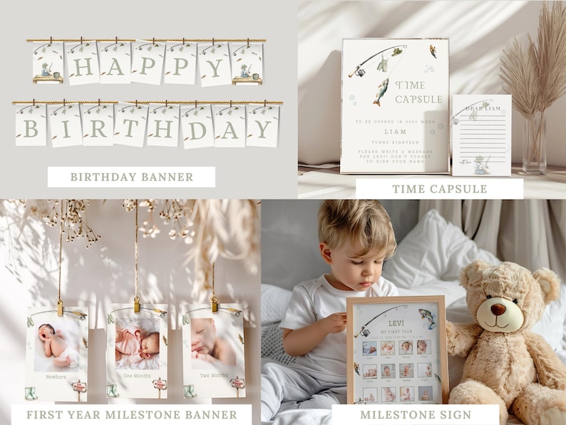 Fishing Birthday Invitation Bundle, Ofishally One Invite, O-fish-ally One 1st Birthday Bundle, The Big One, Gone Fishing Birthday Party Bundle
