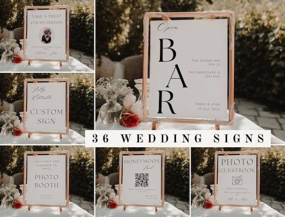 Wedding Signs Bundle, Modern Minimalist Wedding Sign Bundle, Wedding Signs Bundle, wedding printable templates, modern wedding venue signs