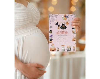 Faire-part de baby shower A Little Boo, faire-part de baby shower Halloween, invitation de baby shower d'Halloween fantôme mignon, fantôme effrayant, H8