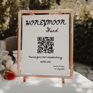 Hand Drawn Scribble Honeymoon Fund Sign, Printable Wedding Gift Sign, Cute Retro Whimsical Wedding Gift Table Signage