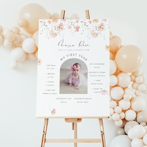 Plaque d'anniversaire rose fleurs sauvages, plaque d'étape 1er anniversaire fleurs sauvages, plaque d'étape premier anniversaire, étape d'anniversaire, 11