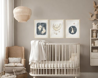 Kunst aan de muur kinderkamer konijn, inrichting kinderkamer, afdrukset konijn, konijn print, aquarel konijntje, kinderkamer kunst aan de muur, afdrukbare muurkunst, A1