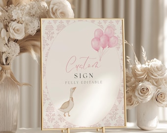 Toile de Jouy Goose Sign: Custom Baby Shower or Birthday (Digital Download)