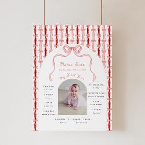 Girl Just Wanna Be One Milestone Sign, First Birthday Milestone Sign, Pink Coquette Bow Birthday, 1st Bday Vintage Cake Retro Preppy pink