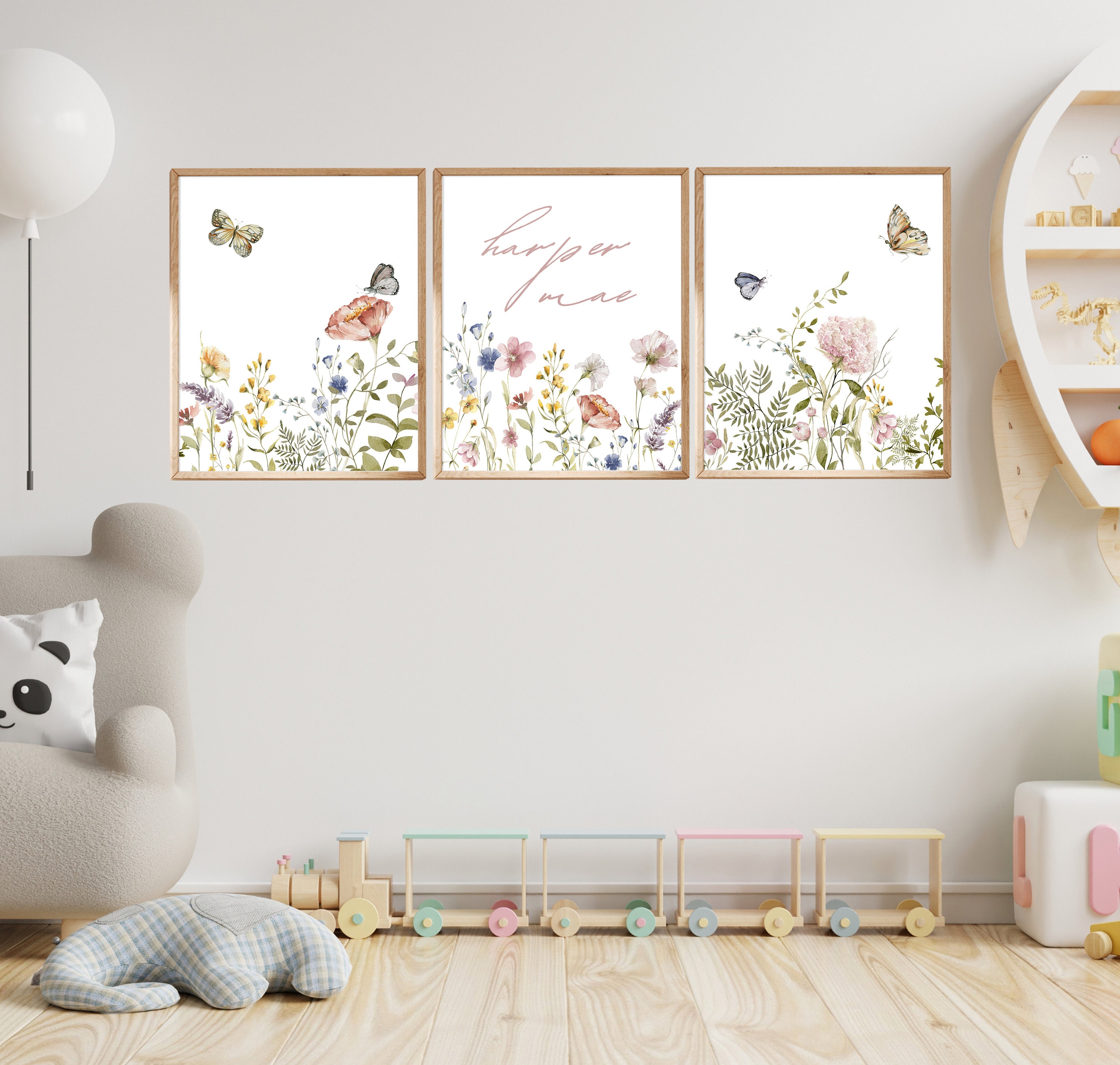Custom Wildflowers Prints, Floral Nursery Wall Art, Boho Baby Girl ...