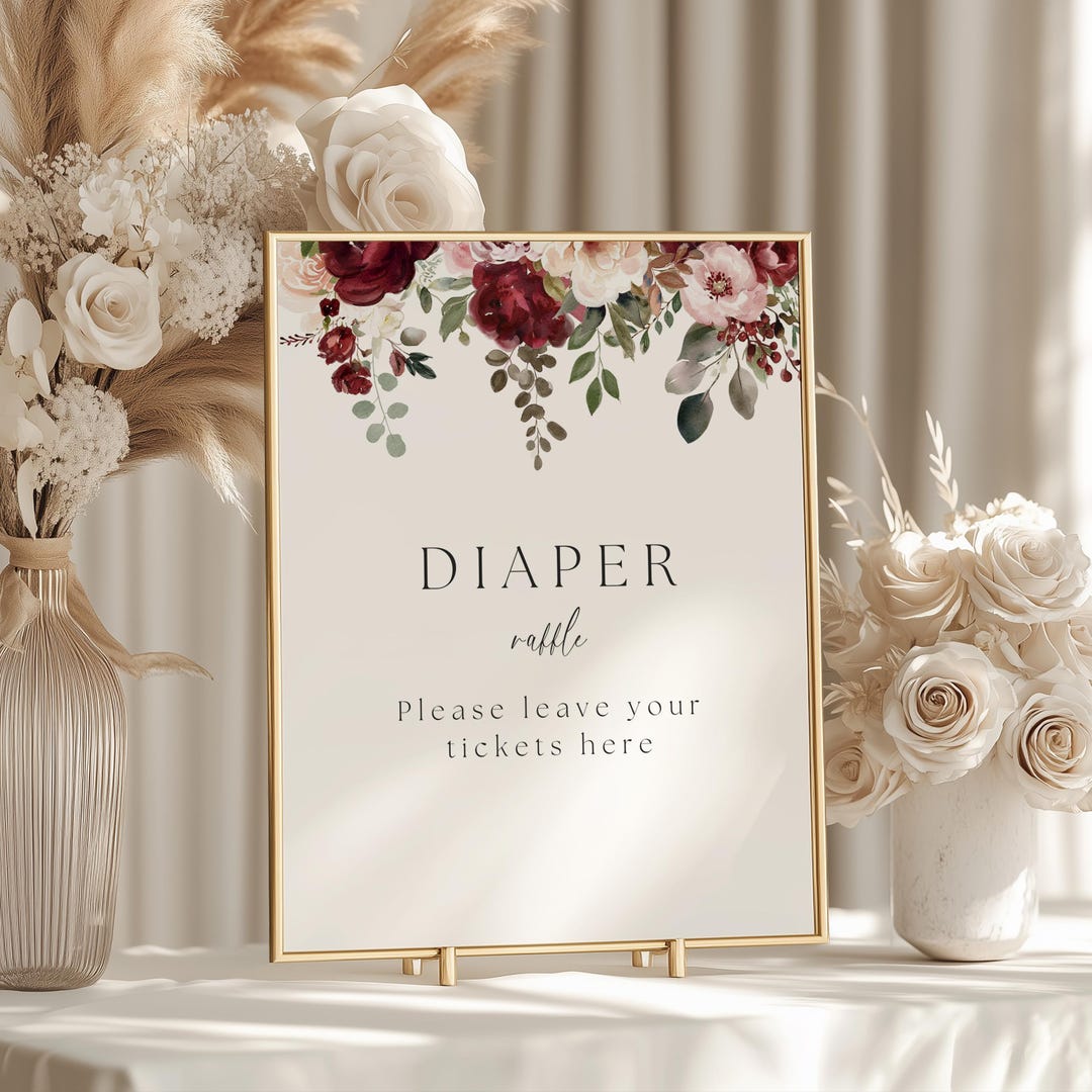 Fall Raffle Signage Baby in Bloom Fall Baby Shower Diaper Raffle Sign, Fall Baby Shower ...